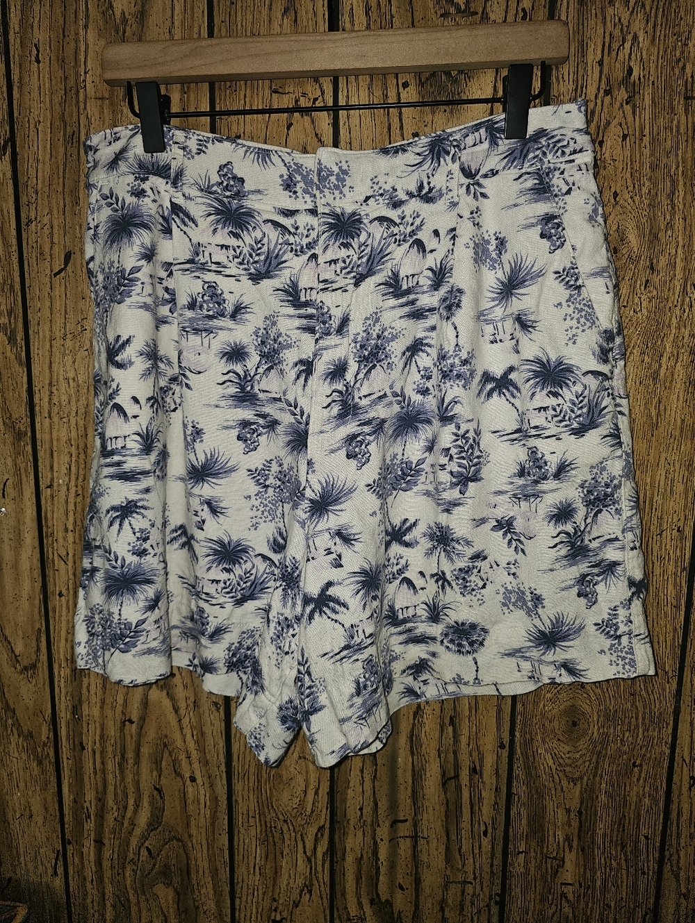 ABERCROMBIE & FITCH Linen Blend Hawaiian Tropical Shorts - Large - Picture 2 of 6